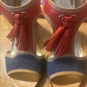 Coach Women's Red and Navy Heels size 9.5B